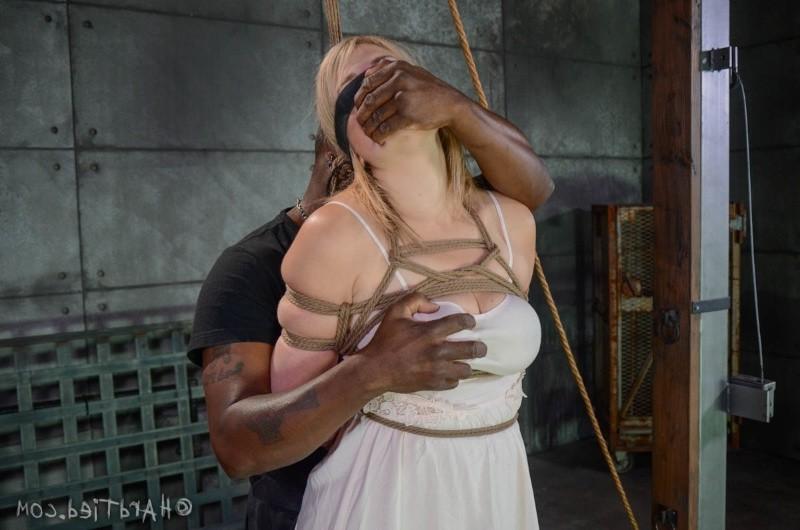 16P Winnie Rider blonde high heels is rope bound with red ballgag