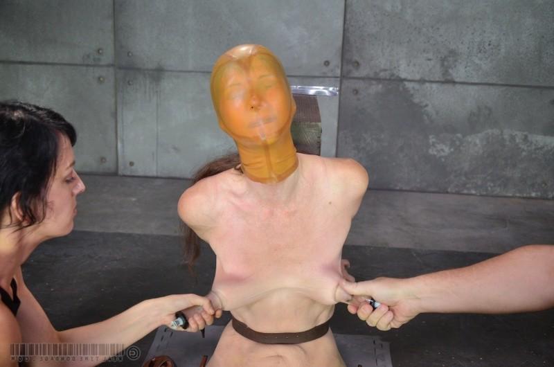 16P Emma Haize and Emma both bound in a dungeon with latex mask