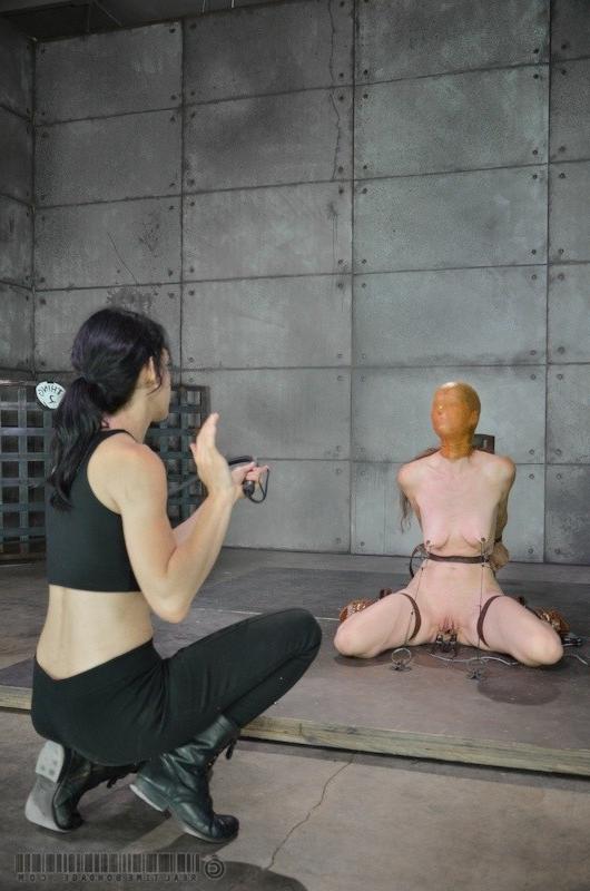 16P Emma Haize and Emma both bound in a dungeon with latex mask