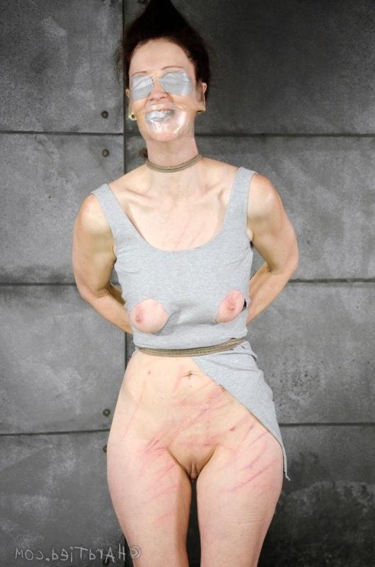 16P Emma amateur brunette is bound in rope and masked by lezdom Elise Graves