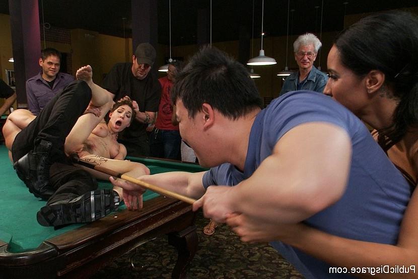 18P Lily LaBeau public group fucked in raunchy pool hall with an audience