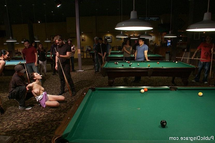 18P Lily LaBeau public group fucked in raunchy pool hall with an audience