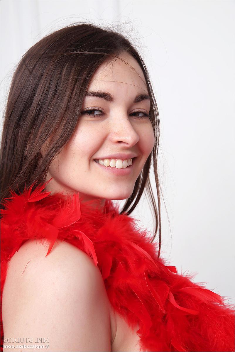 12P Beautiful petite teenager Lukki fingers her sweet little snatch