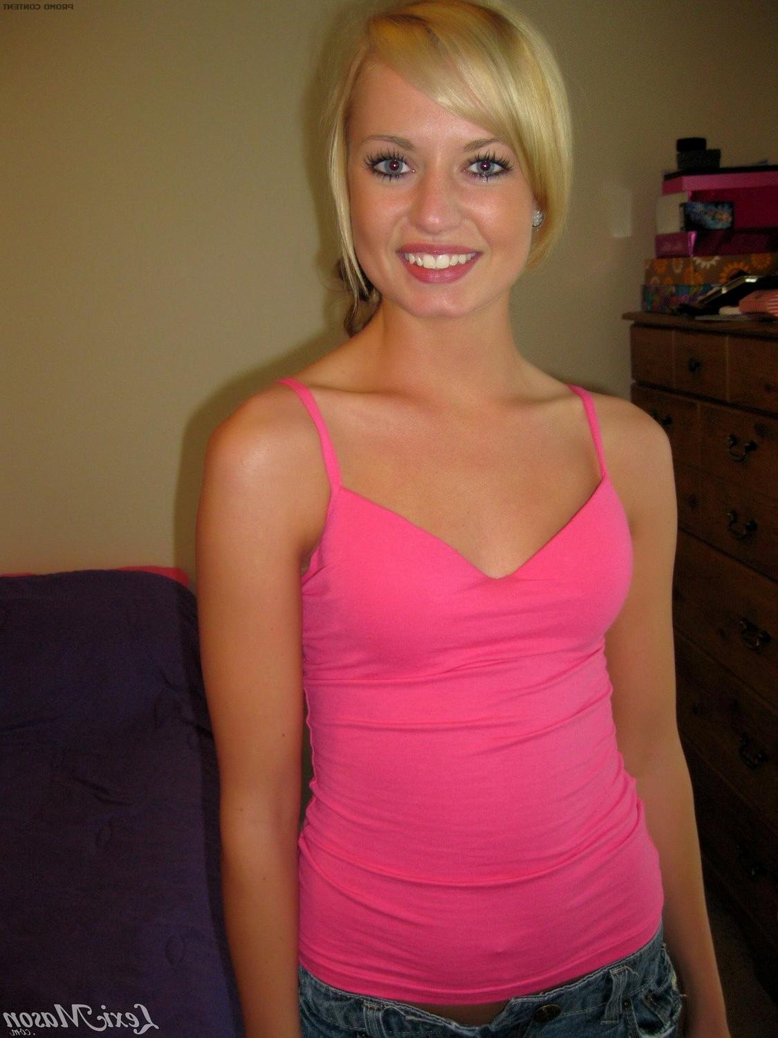 15P Slim blonde teen with tiny tits