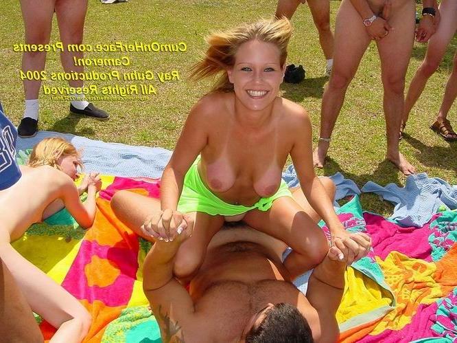 16P Outdoor blonde babe gangbang and cumshot