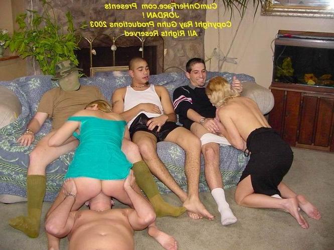 16P Blonde babe gangbang and cumshot