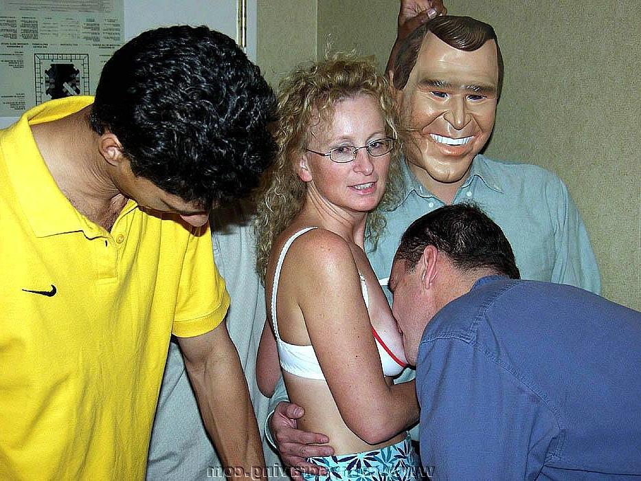 19P Naughty blonde milf takes horny gang multiple cocks