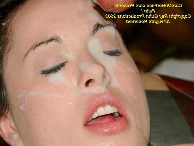 16P Brunette babe gangbang facial