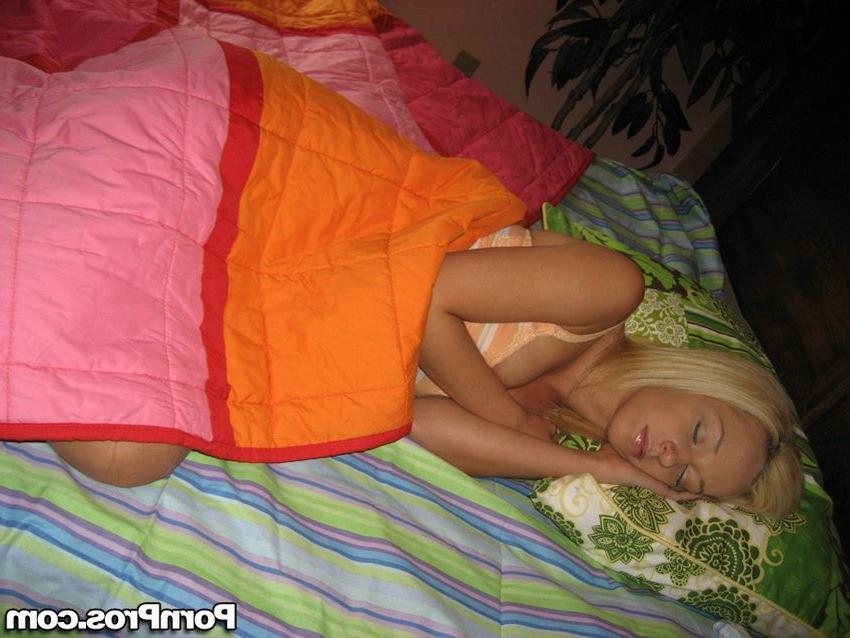 16P blonde teen getting creamed while sleeping