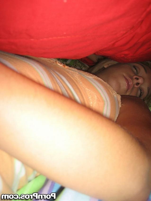 16P blonde teen getting creamed while sleeping