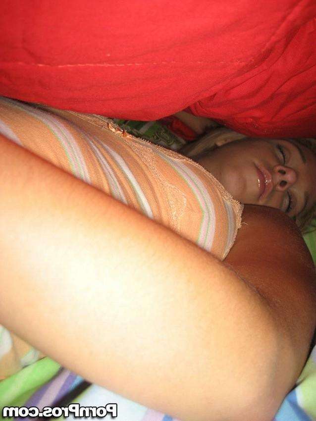 16P blonde teen sucking hard cock while sleeping