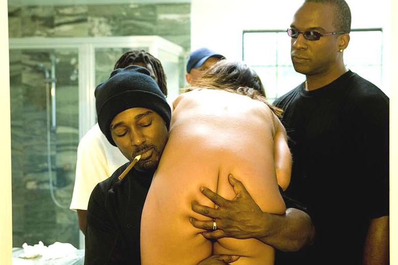 16P This wild chick submits to a hard gangbang with a bunch of big black men. .. and