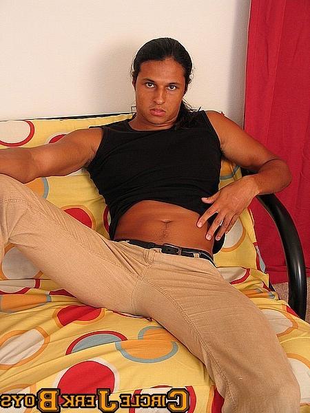 14P Stud with long hair shows off his huge cock