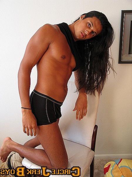 14P Stud with long hair shows off his huge cock