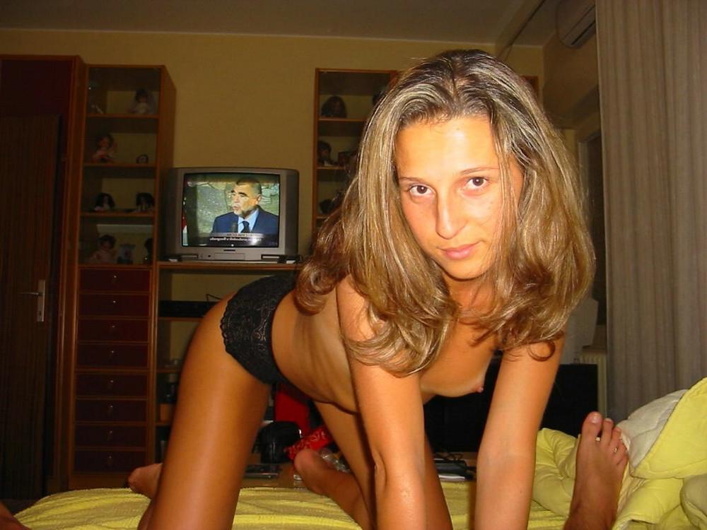 15P Skinny blonde wife sucking cock