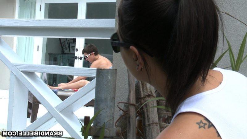 16P Brandi Belle and her friend jerking off a guy