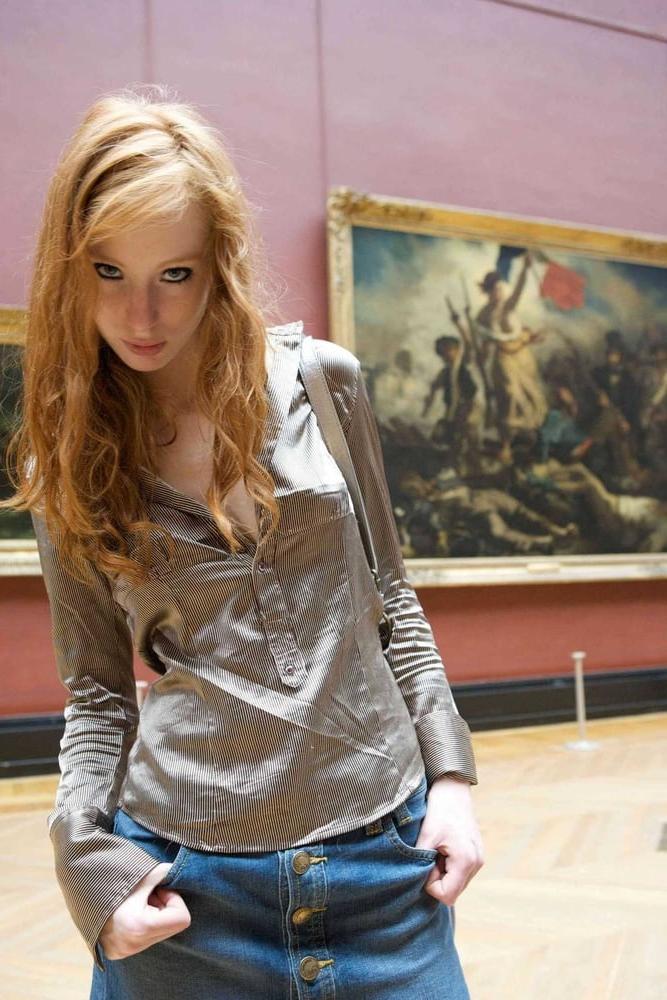 25P Hot slim redhead webslut loves exposing herself