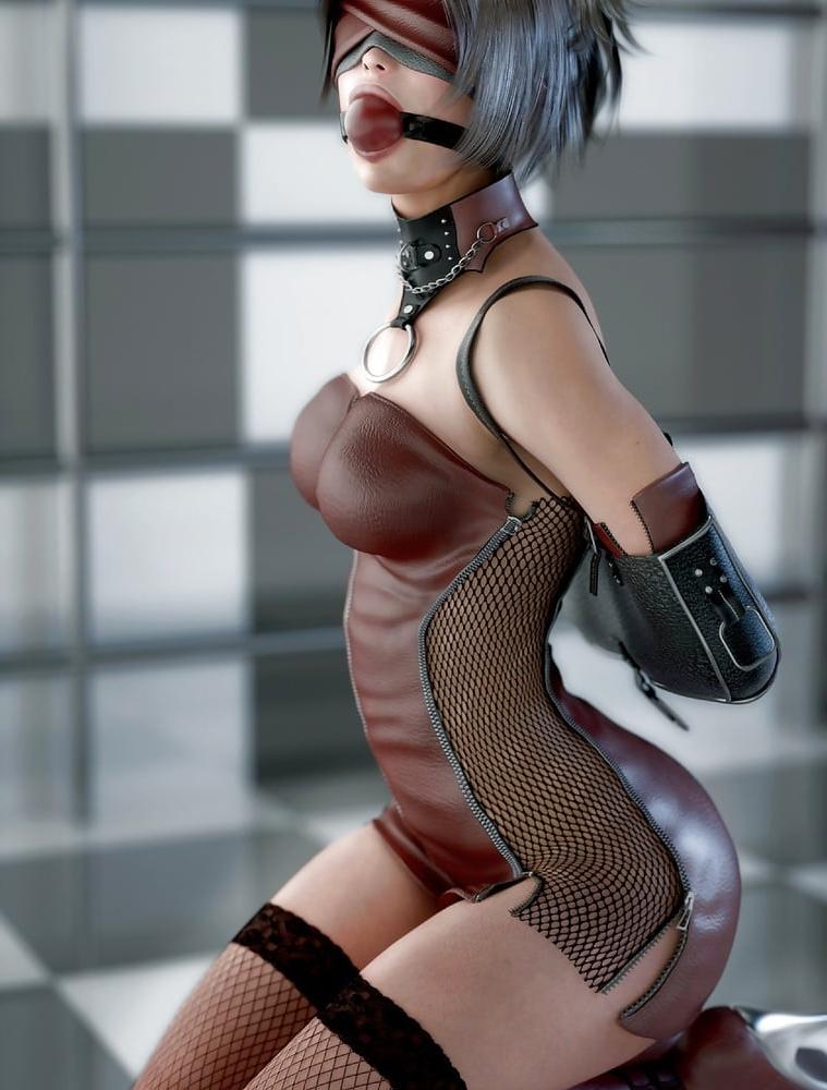 25P Busty slave with giant dildo inside