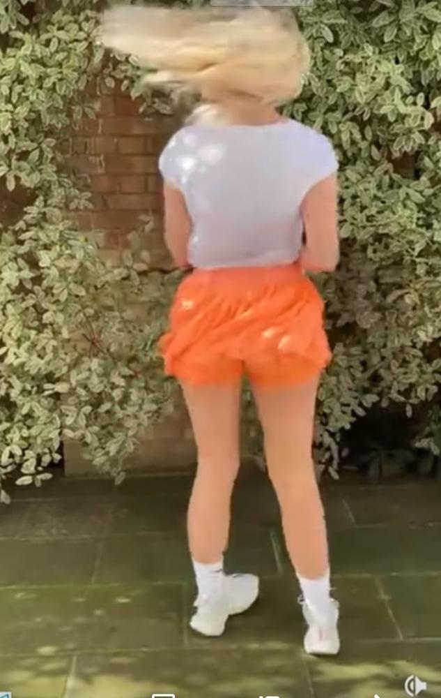 6P Perry Edwards sexy orange pleated mini skirt